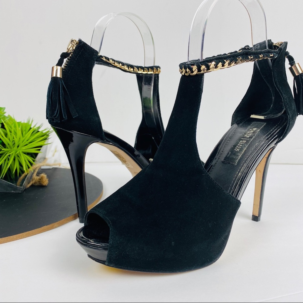 WHBM Peep Toe Platform Stiletto Chain Ankle 7